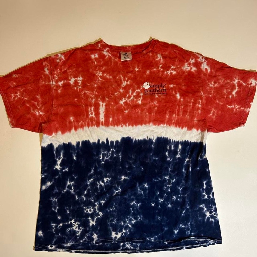 Simply Southern Bone In The USA Tie Dye T Shirt Size XXL Red White Blue